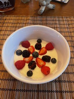 No-fat vanilla yogurt with berries