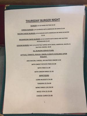 Thursday burgers