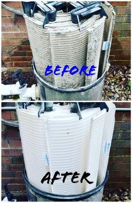 Good example of how dirty these pool filters get even with proper maintenance