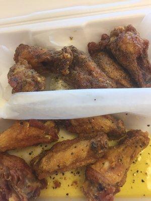 Super crispy wings! Lemon pepper and garlic pepper.