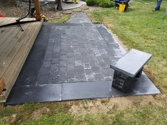 Pavers and custom bench