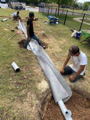 French drain progression photos