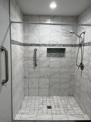 Walk-in tile shower