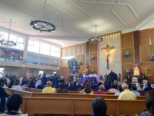 Inside church