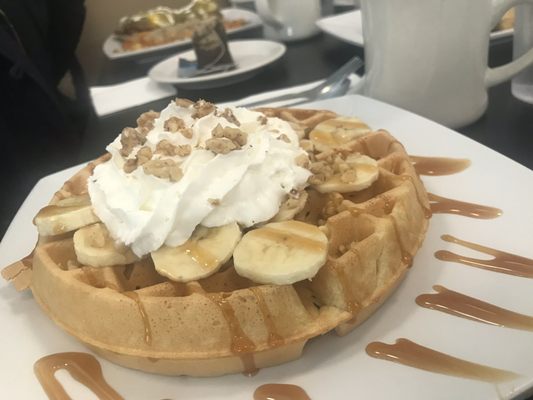 Banana caramel waffle