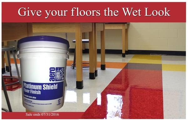 Platinum Shield Floor Finish gives your floors the Wet Look.