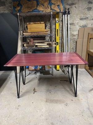 Purpleheart Coffee Table with Hair pin legs