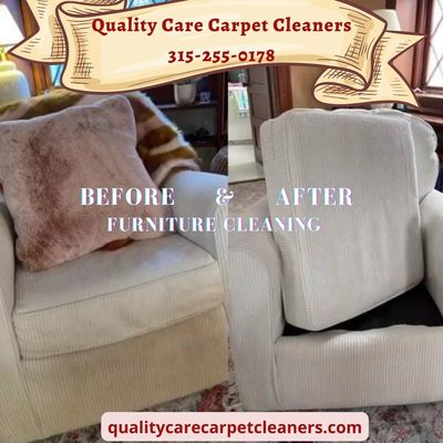 furniture cleaning before and after by Quality Care Carpet Cleaners in Skaneateles NY 315-255-0178 www.qualitycarecarpetcleaners.com