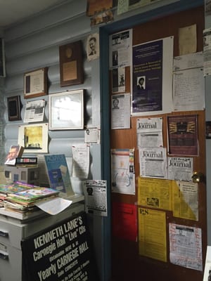 Dr Lane's brother, Ken, is a opera singer and has loads of newspaper clippings and awards and concert tags all over the walls.