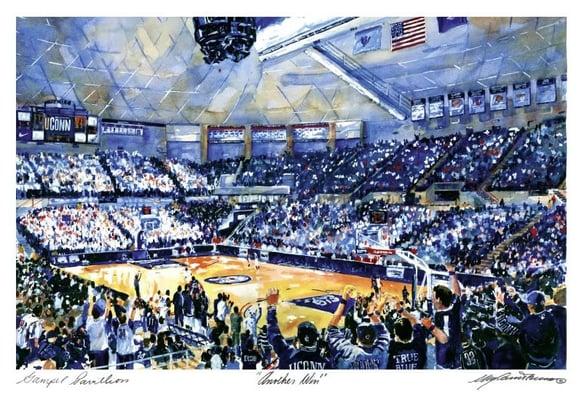 One of my Waitkus originals: "Another Win" - Gampel Pavillion, home of UConn Basketball.