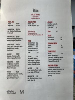 New Menu as of May 2024