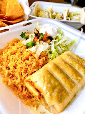 Lunch chicken chimichanga