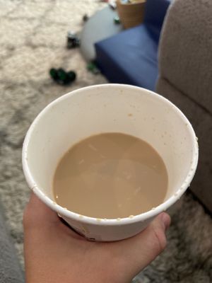 PSL, not filled up at all. Left off the whipped cream, caramel and cinnamon sugar.