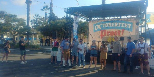 Biergarten chugging contest.