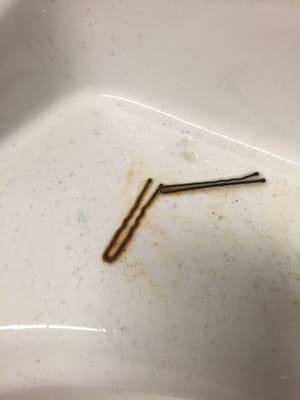 So, these pins were on the sink when I came a week ago, and they are still here, along with the other nastiness on the sink.