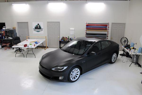 Matte black Tesla