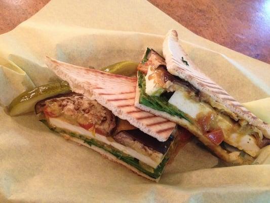 Saag panini. Was good for the first couple bites. Then the blandness kicked in and finishing the second half became a chore.$6.5