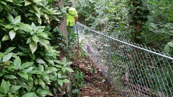 These homeowners off of Northside Drive were thrilled to have their yard secured after we repaired their tree-damaged chain l...