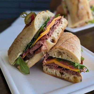 The James Monroe sandwich. Roast beef, cheddar, arugula, and pickled onions.