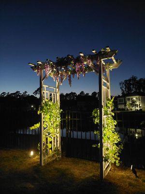 Secret Garden arbor at night.