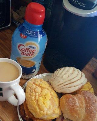 A little coffee and La Mexicana Bakery bread