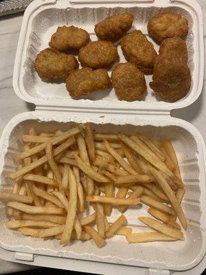 Chicken nuggets and fries