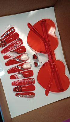 Matching Glam Sets
Glasses
Heart Earrings
Acrylic Nails