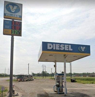 view of diesel fuel pumps, facing east