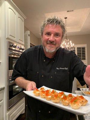 Appetizer: Cream-Cheese Pastry with Salmon & Caviar