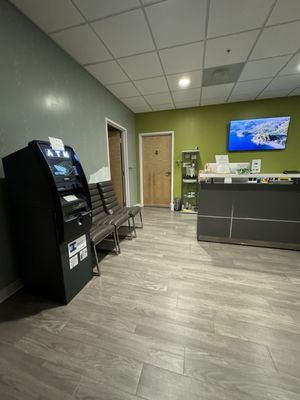 Reception area. In-house ATM, no fees.