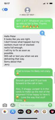 Text thread with firewood by Jerry