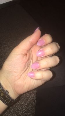 full set, gel acrylic with a light pink polish :) !