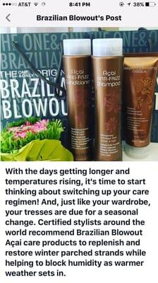 Make your appointment with Antonio for your Summer Brazilian Blowout.