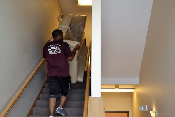 Marvin moving a couch!