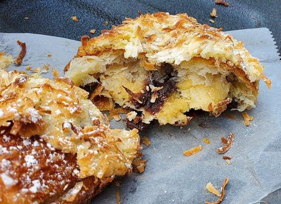 Inside of the almond joy croisant