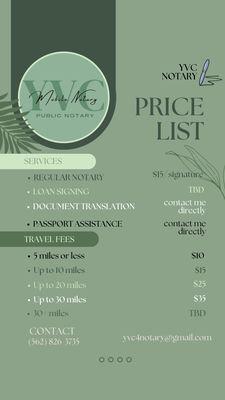 Price List