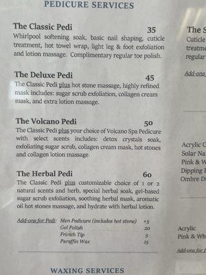 Pedicure Service Options