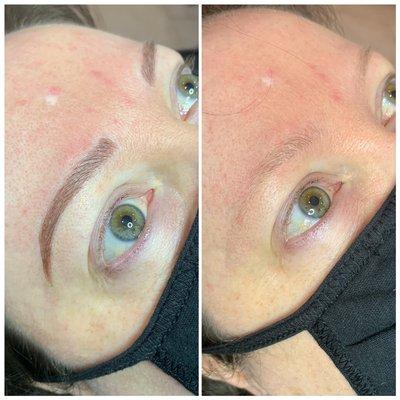 Microblading and ombré combination brow