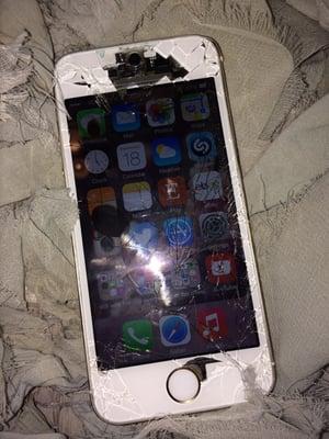 My phone before it went in to get fixed and literally that whole top area there wasnt any glass at all..