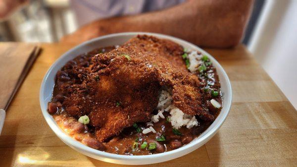 Red beans and rice Monday with pork chop