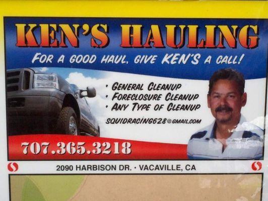 Ken's hauling services! Call us!