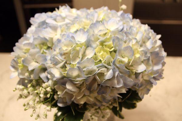 Beautiful hydrangea and baby's breath bouquet