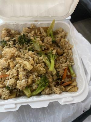 Chicken and Broccoli with fried rice mixed in!