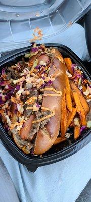 Janchi Dog with sweet potato fries