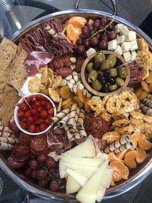 An amazing charcuterie tray built by Taylor.