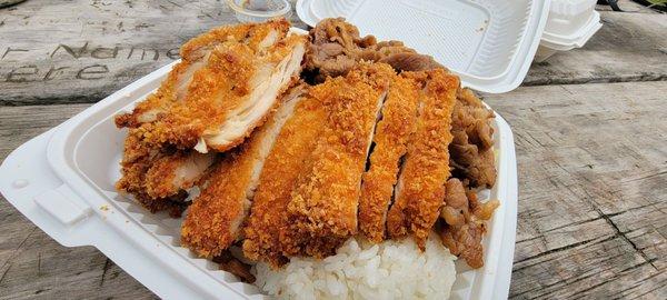 Chicken Katsu and Beef Teriyaki Plate