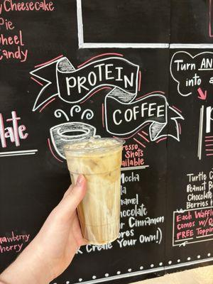 Iced caramel macchiato protein coffee