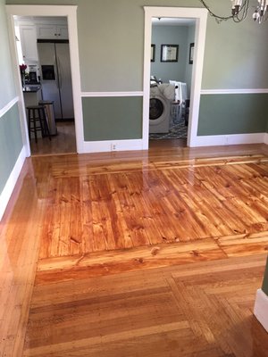 "After" picture of newly-refinished dining room