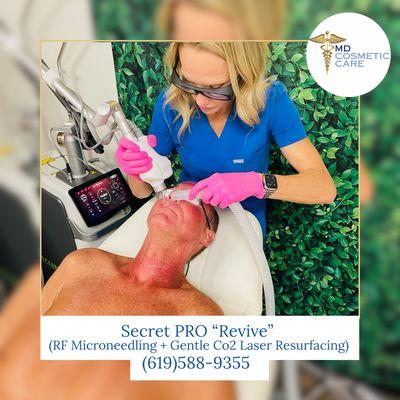 Secret Pro Revive RF Microneedling and Gentle CO2 Laser Resurfacing Call for your free consultation