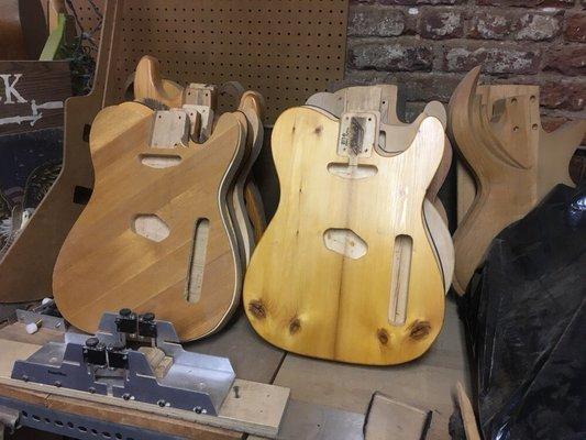 Guitar bodies ready for finishing